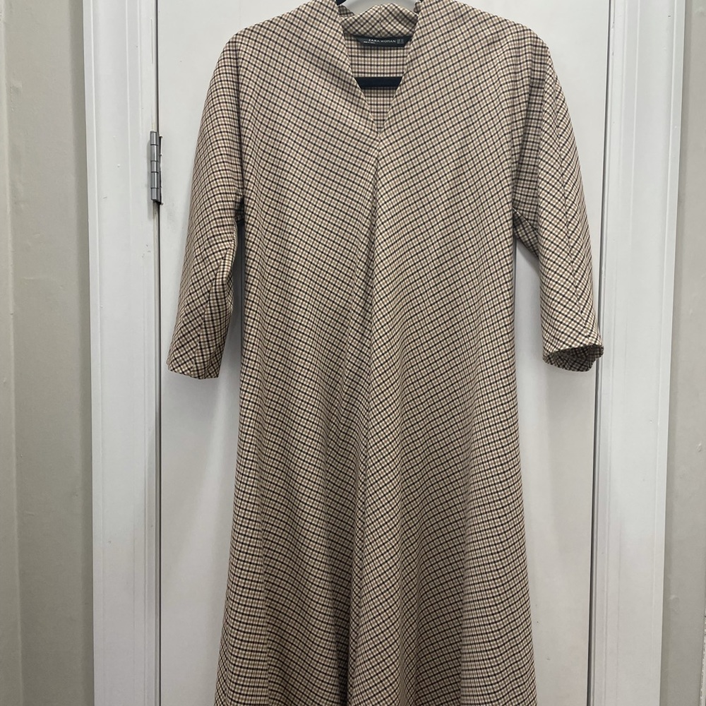 Zara jersey hounds tooth dress